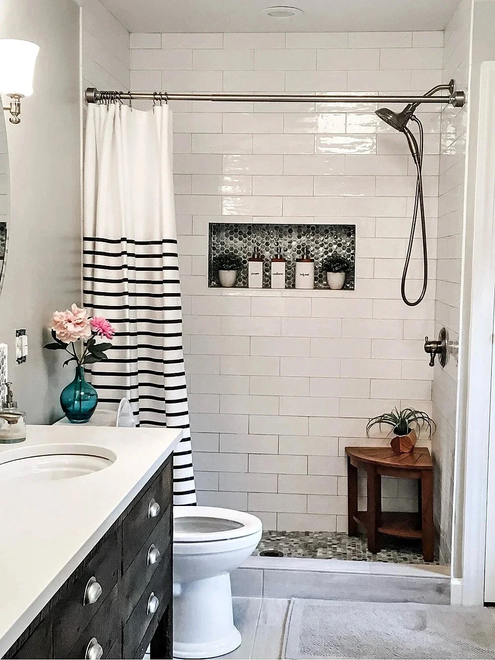 Kate Spade Black & White Striped Shower Curtain